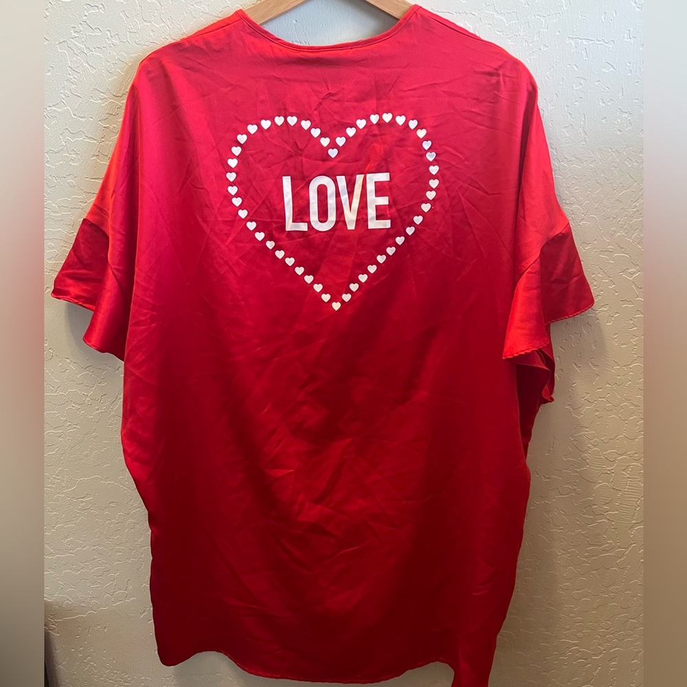 Victoria's Secret Red Love Silk Robe O/S